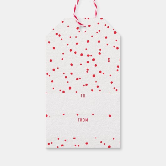 JOY HOLIDAY stilvolle, moderne und lustige rote Gl Geschenkanhänger (Rückseite)