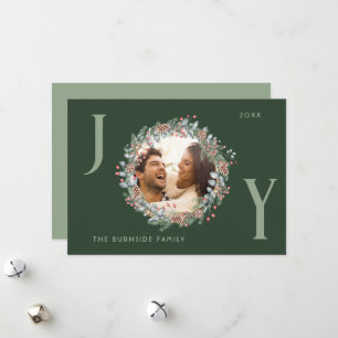 Joy Holiday Wreath Christmas Card Feiertagskarte