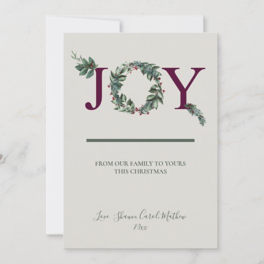 Joy Holidays Greeting Card Feiertagskarte (Vorderseite)