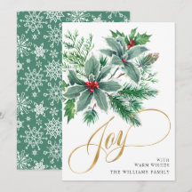 JOY Holly Berry Branch Weihnachtsgrüßen