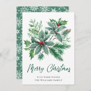 JOY Holly Berry Branch Weihnachtsgrüßen Feiertagskarte