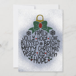 Joy, Holly Ornament Christmas oder Holiday Card Feiertagskarte