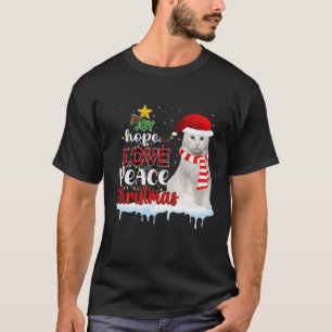 Joy Hope Liebe Friede Weihnachtsbaum Cat Xmas Gesc T-Shirt