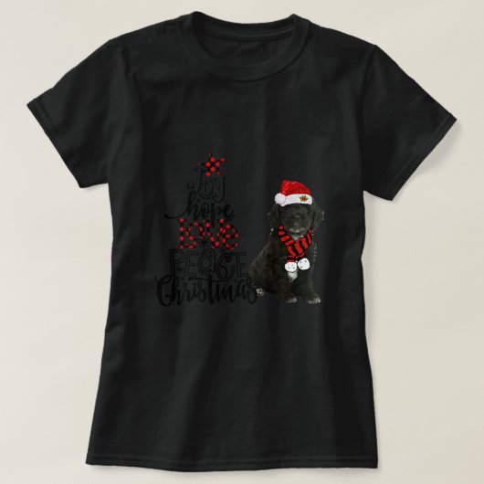 Joy Hope Liebe Peace Christmas Black Cockapoo T-Shirt (Design vorne)