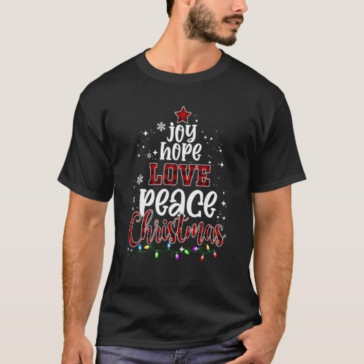 Joy Hope Liebe Peace Christmas Buffalo Kariert Chr T-Shirt (Vorderseite)