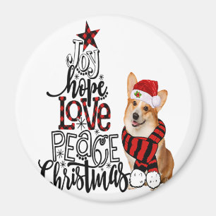 Joy Hope Liebe Peace Christmas Pembroke Welsh Corg Magnet