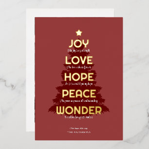 Joy Hope Liebe Peace Wonder Christliche Weihnachte Folien Feiertagskarte