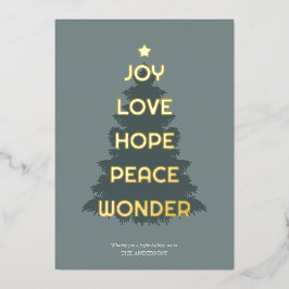 Joy Hope Liebe Peace Wonder Weihnachten Folien Feiertagskarte