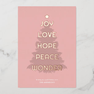 Joy Hope Liebe Peace Wonder Weihnachten Folien Feiertagskarte