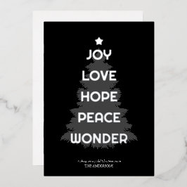 Joy Hope Liebe Peace Wonder Weihnachten Folien Feiertagskarte