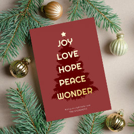 Joy Hope Liebe Peace WonderChristmas Folien Feiertagskarte