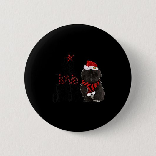 Joy Hope Love Peace Christmas Black Shih Tzus 2020 Button (Vorderseite)
