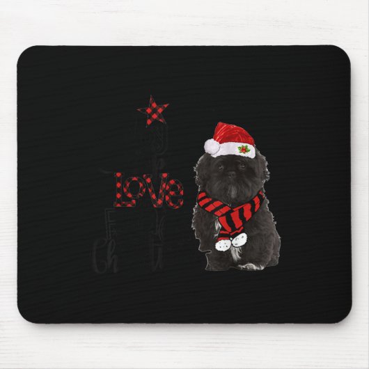 Joy Hope Love Peace Christmas Black Shih Tzus 2020 Mousepad (Vorne)