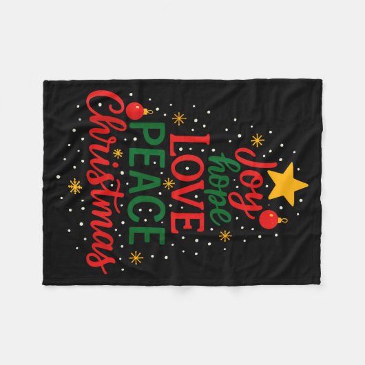 Joy Hope Love Peace Christmas Merry Xmas Family Ma Fleecedecke (Vorderseite (Horizontal))