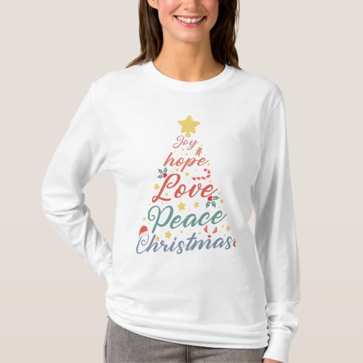 Joy Hope Love Peace Christmas T-Shirt (Vorderseite)