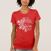 Joy Hope Merry Jingle Believe Bright Snow Peace T-Shirt (Vorderseite)