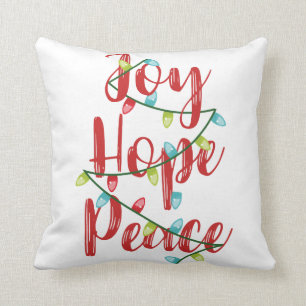 Joy Hope Peace Christmas Lights Throw Kissen