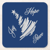 Joy Hope Peace Christmas Tree Rechteckiger Pappuntersetzer (Vorderseite)