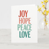 Joy Hope Peace Love Christmas Typography Card Karte (Gelbe Blume)