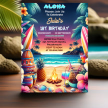 Joy hula Luau Surf aloha hawaiian 1. Geburtstag In