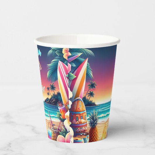 Joy hula Luau Surf aloha hawaiian 1. Pappbecher (Links)