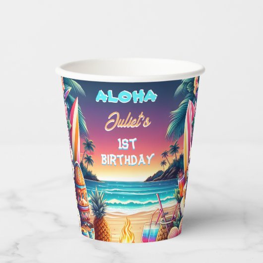 Joy hula Luau Surf aloha hawaiian 1. Pappbecher (Vorderseite)