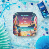 Joy hula Luau Surf aloha hawaiian 1. Pappteller (Party)