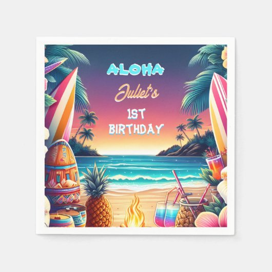 Joy hula Luau Surf aloha hawaiian 1. Serviette (Vorderseite)