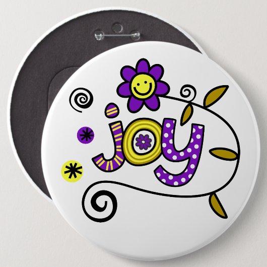 Joy I Doodles I Colossal 6x6 Schaltfläche Button (Vorne & Hinten)
