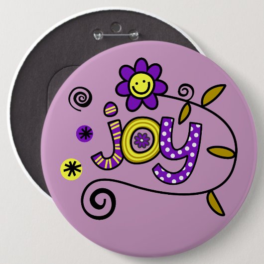Joy I Doodles I Lila I 6x6 Schaltfläche Button (Vorne & Hinten)