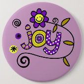 Joy I Doodles I Lila I 6x6 Schaltfläche Button (Vorderseite)