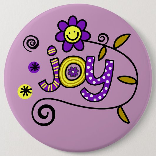 Joy I Doodles I Lila I 6x6 Schaltfläche Button (Vorderseite)