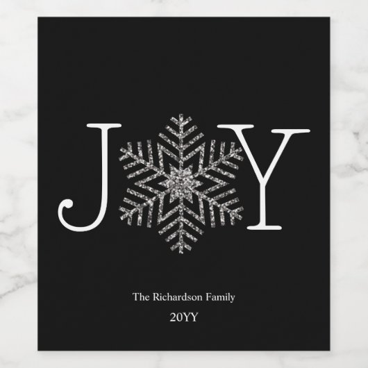 Joy Imitats Glittery Silver Snowflake Gefallen Ges Weinetikett (Einzelnes Label)