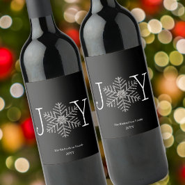 Joy Imitats Glittery Silver Snowflake Gefallen Ges Weinetikett