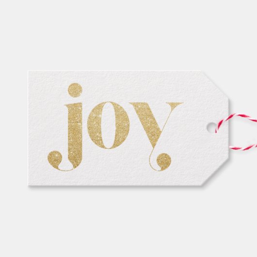 Joy Imitats Gold Glitzer Typografie | Feiertag Geschenkanhänger (Vorderseite (Horizontal))