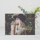 Joy Imitats Gold Script Feiertagskarte (Stehend Vorderseite)