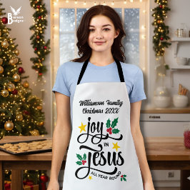 Joy in Jesus Christian Christmas Family Name  Schürze