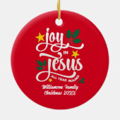 JOY IN JESUS Family Name Christian Christmas Keramik Ornament (Hinten)