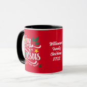 JOY IN JESUS Family Name Christian Christmas Tasse (Vorderseite Links)