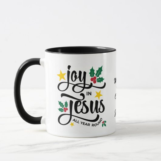 JOY IN JESUS Personalized Christian Christmas Tasse (Links)
