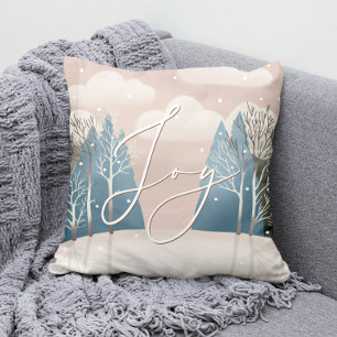 Joy in Snowy Forest   Winter Woodland Weihland Kissen