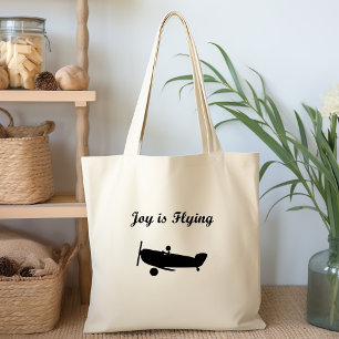 Joy is Flying Airplane Pilot Light Monoton Tragetasche