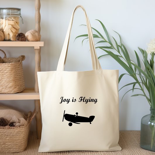 Joy is Flying Airplane Pilot Light Monoton Tragetasche