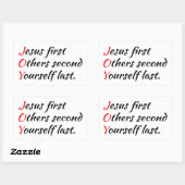 Joy - Jesus zuerst, andere Zweitens, du bleibst. Rechteckiger Aufkleber (Blatt)