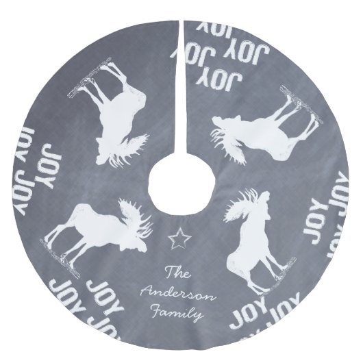 Joy Joy Moose Christmas Polyester Weihnachtsbaumdecke (Vorderseite)