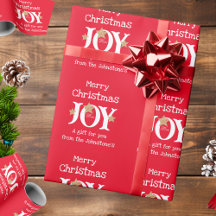 Joy! Joyful Chic Elegante Script Red Christmas Ges