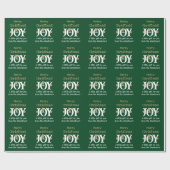 Joy! Joyful Chic Rustic Script Green Weihnachten Geschenkpapier (Flach)
