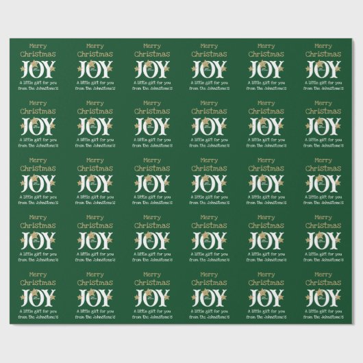 Joy! Joyful Chic Rustic Script Green Weihnachten Geschenkpapier (Flach)