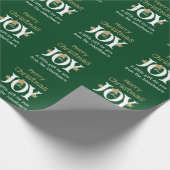 Joy! Joyful Chic Rustic Script Green Weihnachten Geschenkpapier (Ecke)