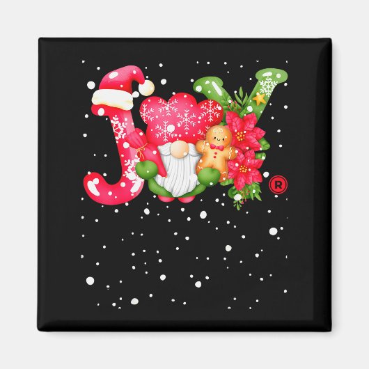 Joy - Joyful Gnome - Cute Christmas  Magnet (Vorne)